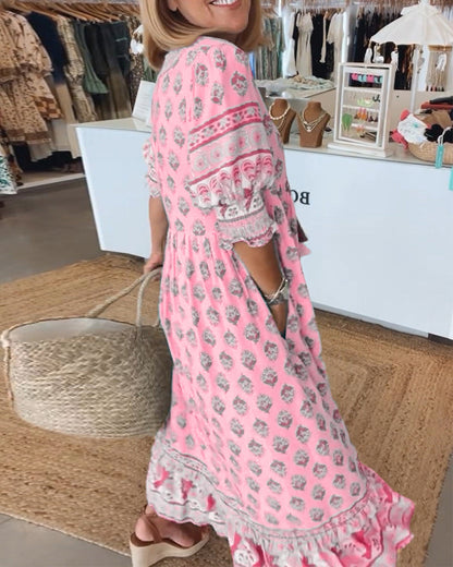 Modena™ - Vestido casual estampado con escote en V y media manga