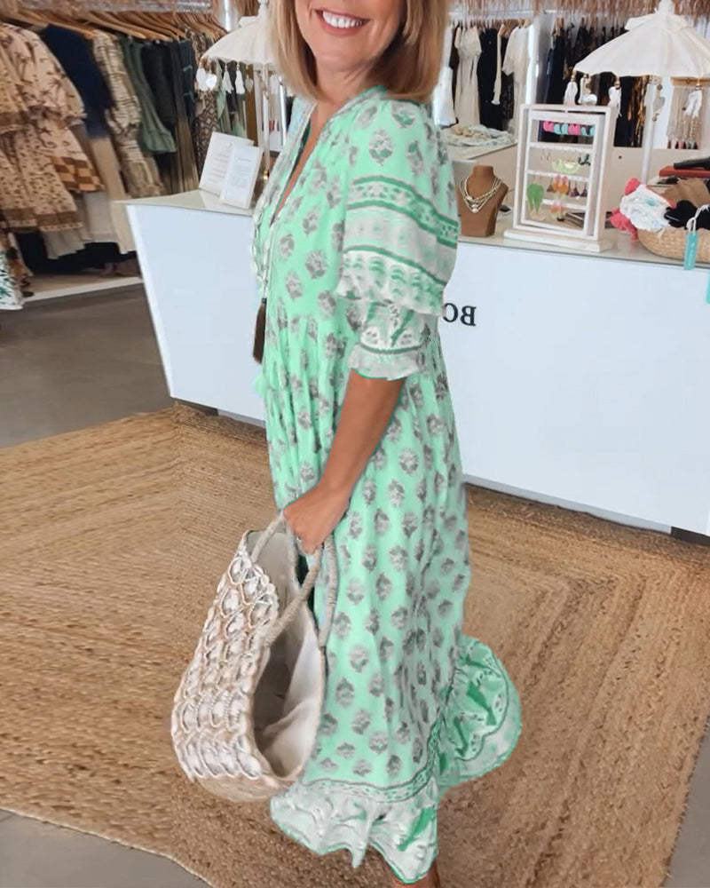 Modena™ - Vestido casual estampado con escote en V y media manga