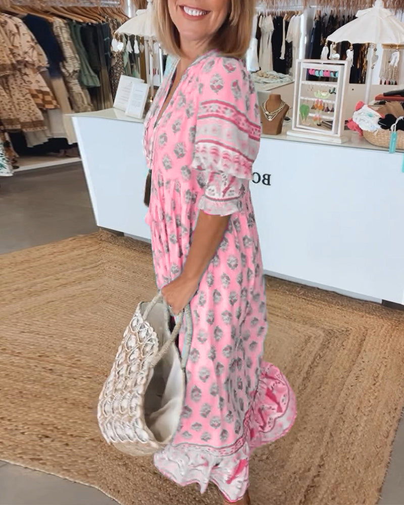 Modena™ - Vestido casual estampado con escote en V y media manga