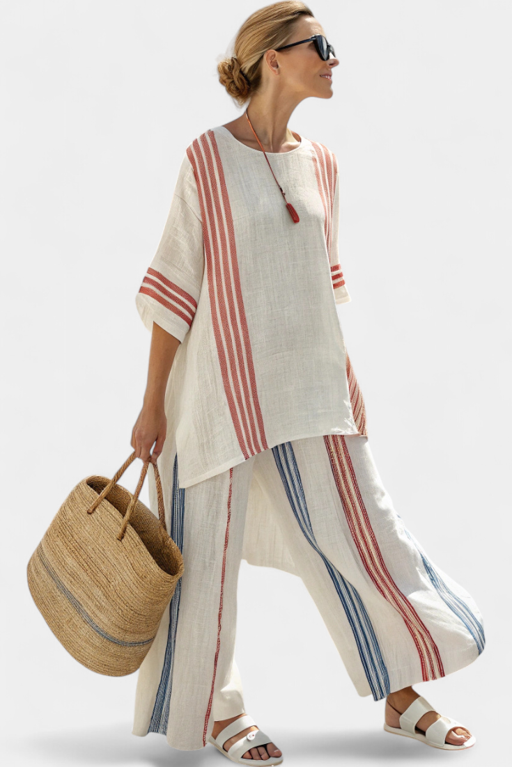 Mirthe | Conjunto aireado de dos piezas con rayas y corte oversize